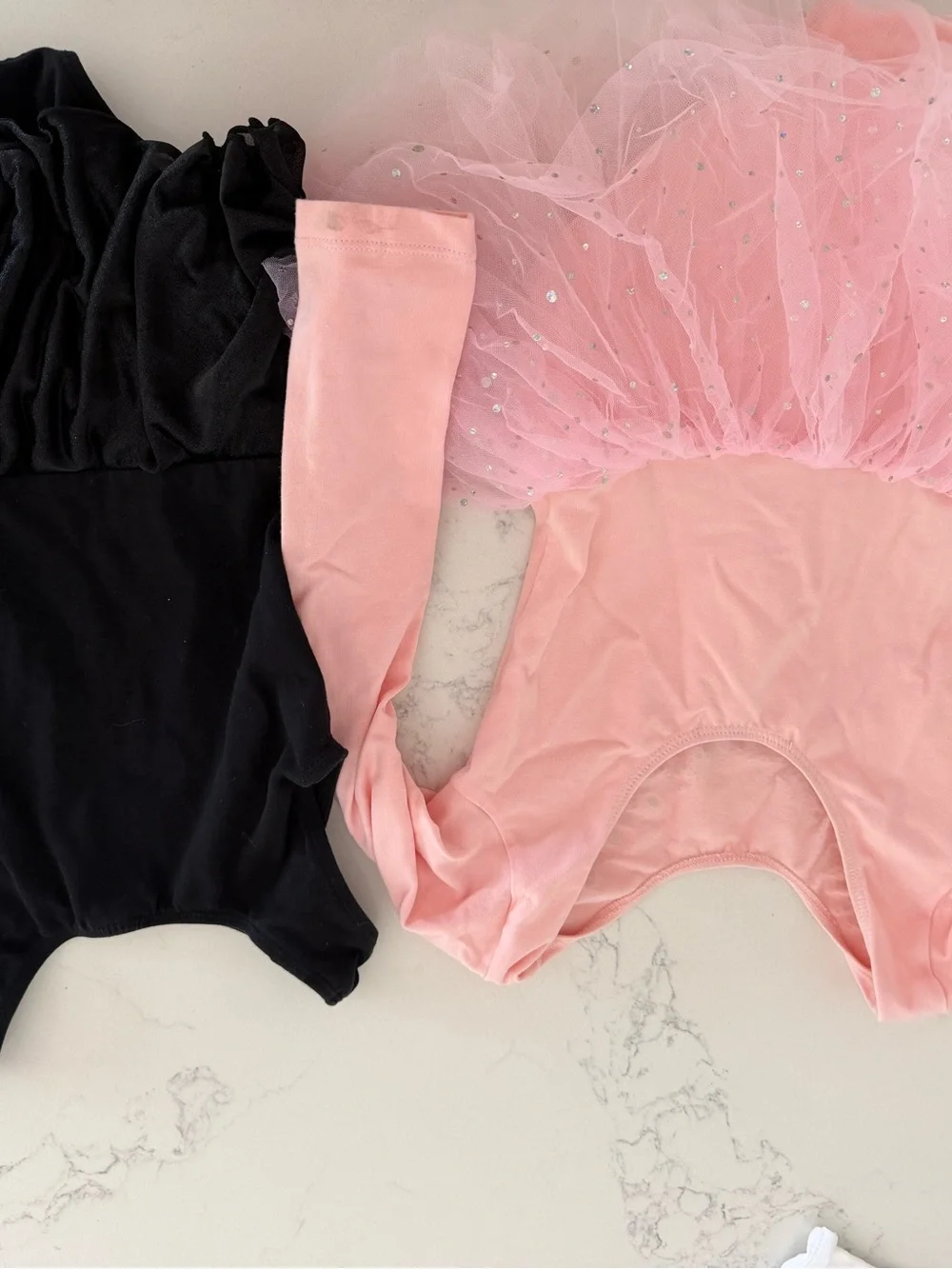 TWO items! Pink Tulle Ballet Dress and Black Sparkle Leotard Set